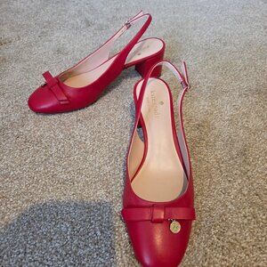 Kate Spade Bachata SB Red Leather Slingback Pump.
